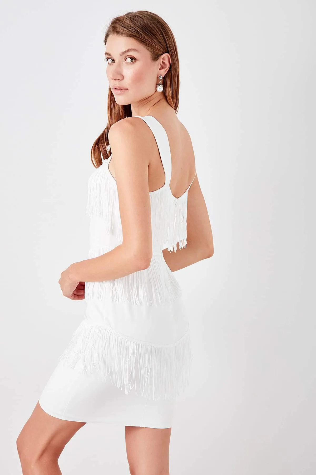 11669 Off-White Tassel Dress