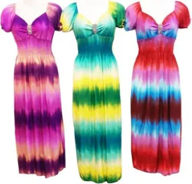 above ankle length tie dye color theme dresses Case of 12