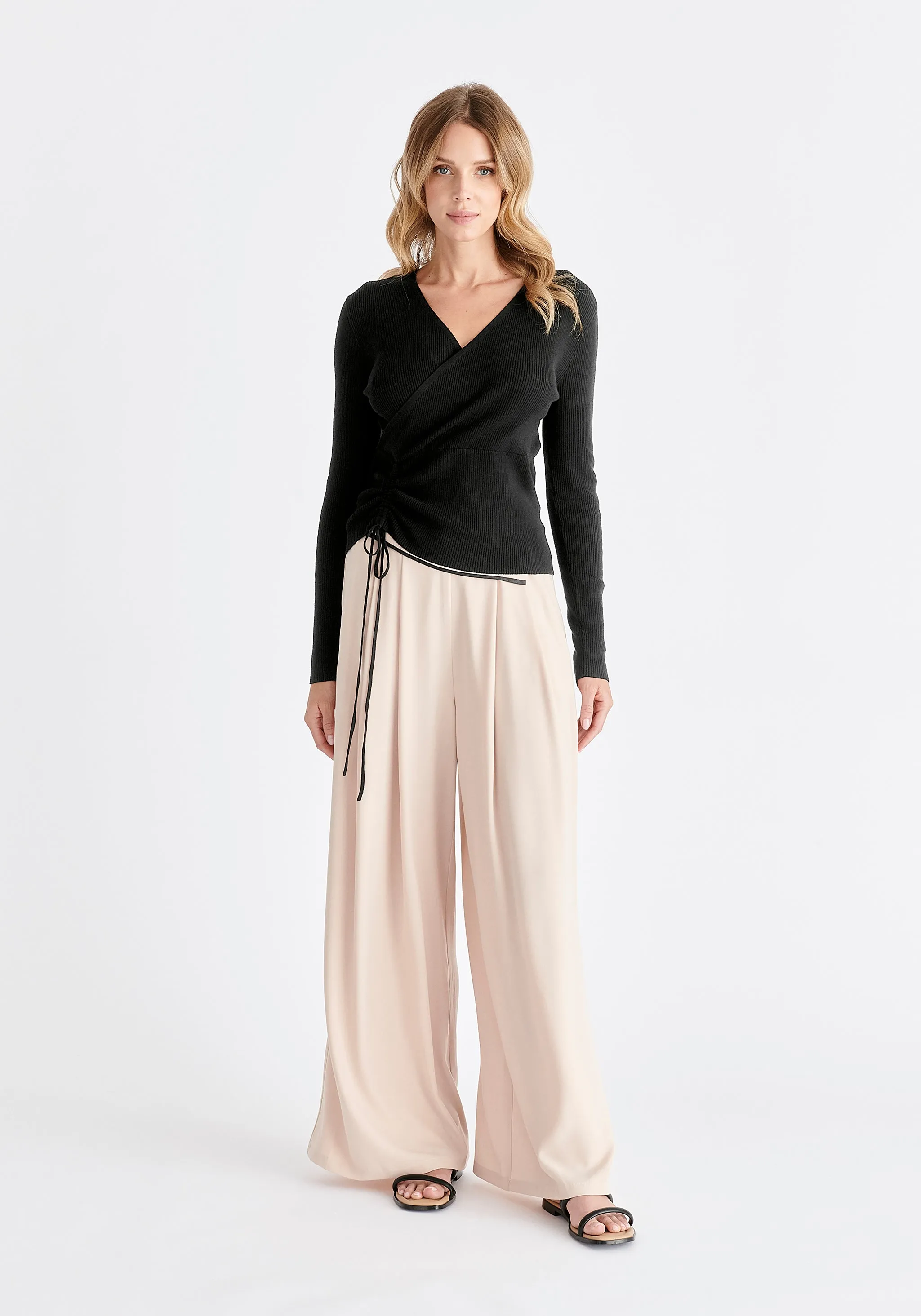 Asymmetric Waistband Trousers