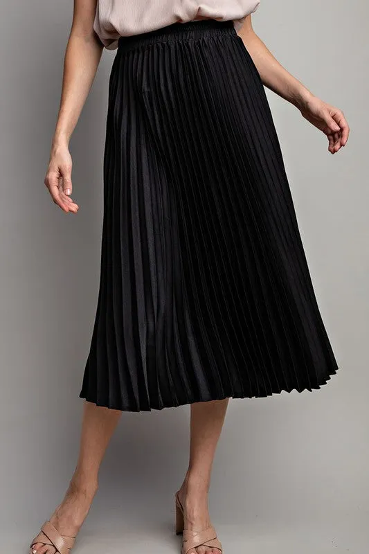 Black Pleated Midi Skirt