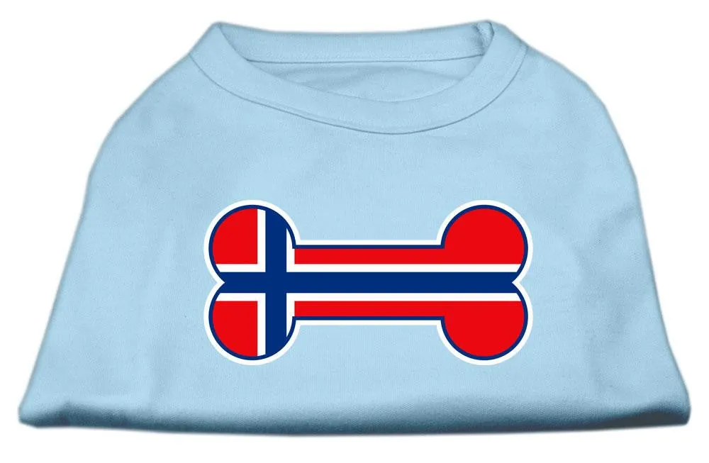 Bone Shaped Norway Flag Screen Print Shirts Baby Blue XXL (18)