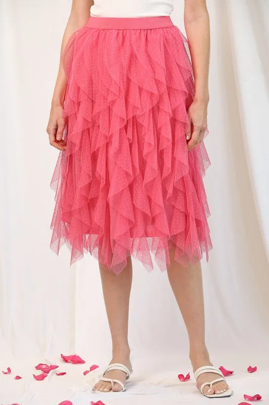 Bubblegum Embellished Tulle Layered Midi Skirts