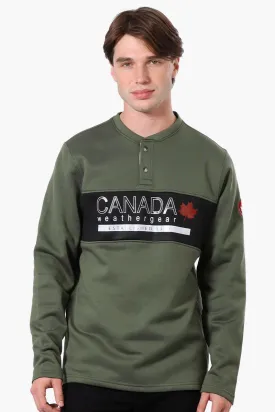 Canada Weather Gear Fleece Henley Sweatshirt - Olive