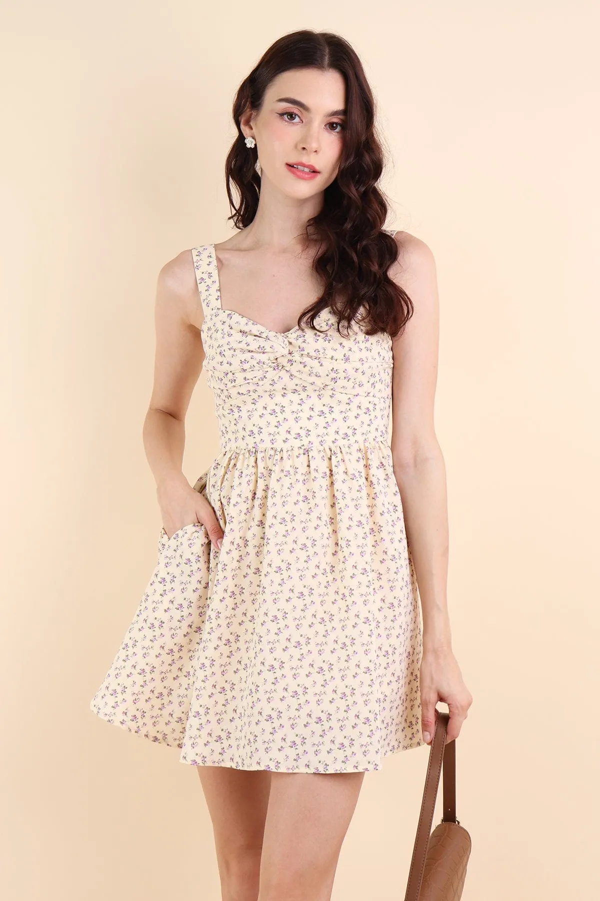 CLOVER FLORAL ROMPER DRESS IN DAFFODIL