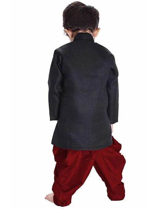 Cotton Blend Sherwani Set With Dhoti Pant for Boys - Vastramay Boys