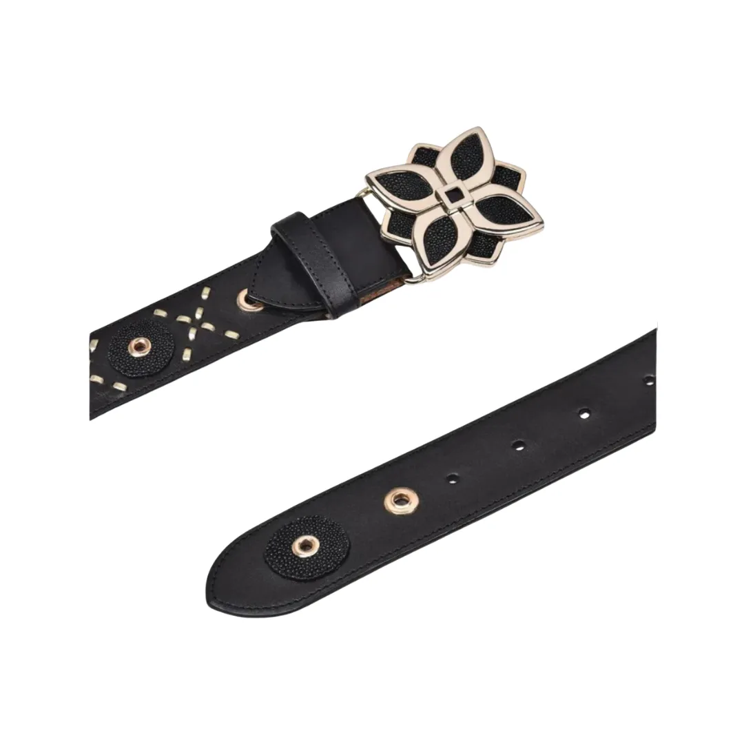 Cuadra BC250 LD Black Stingray Studs & Woven Belt