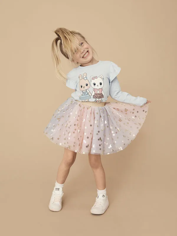 Huxbaby Rainbow Bunnies Tulle Skirt