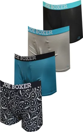 Joe Boxer Licky Icons Blue and Black Performance Fabric 4 Pack Boxer Briefs