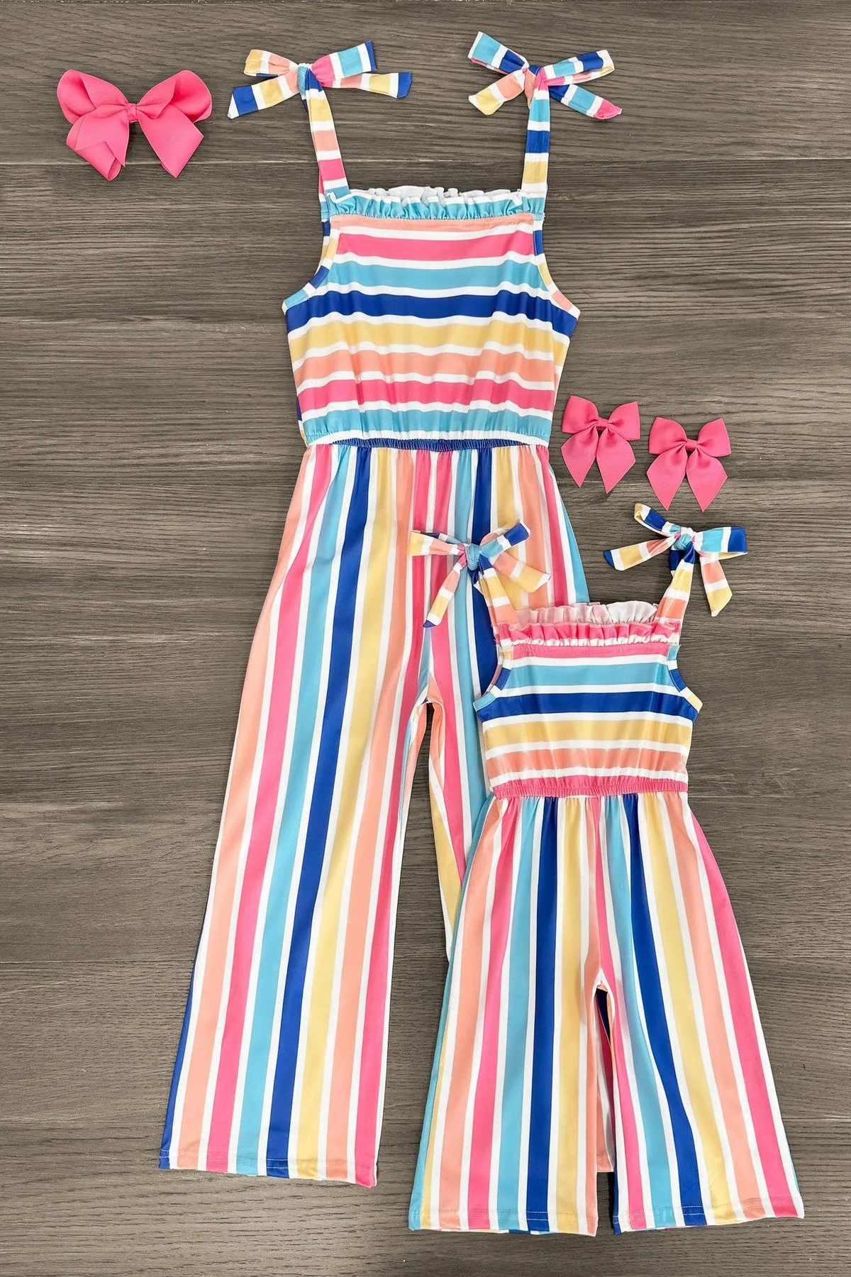 Mom & Me - Rainbow Striped Jumpsuit