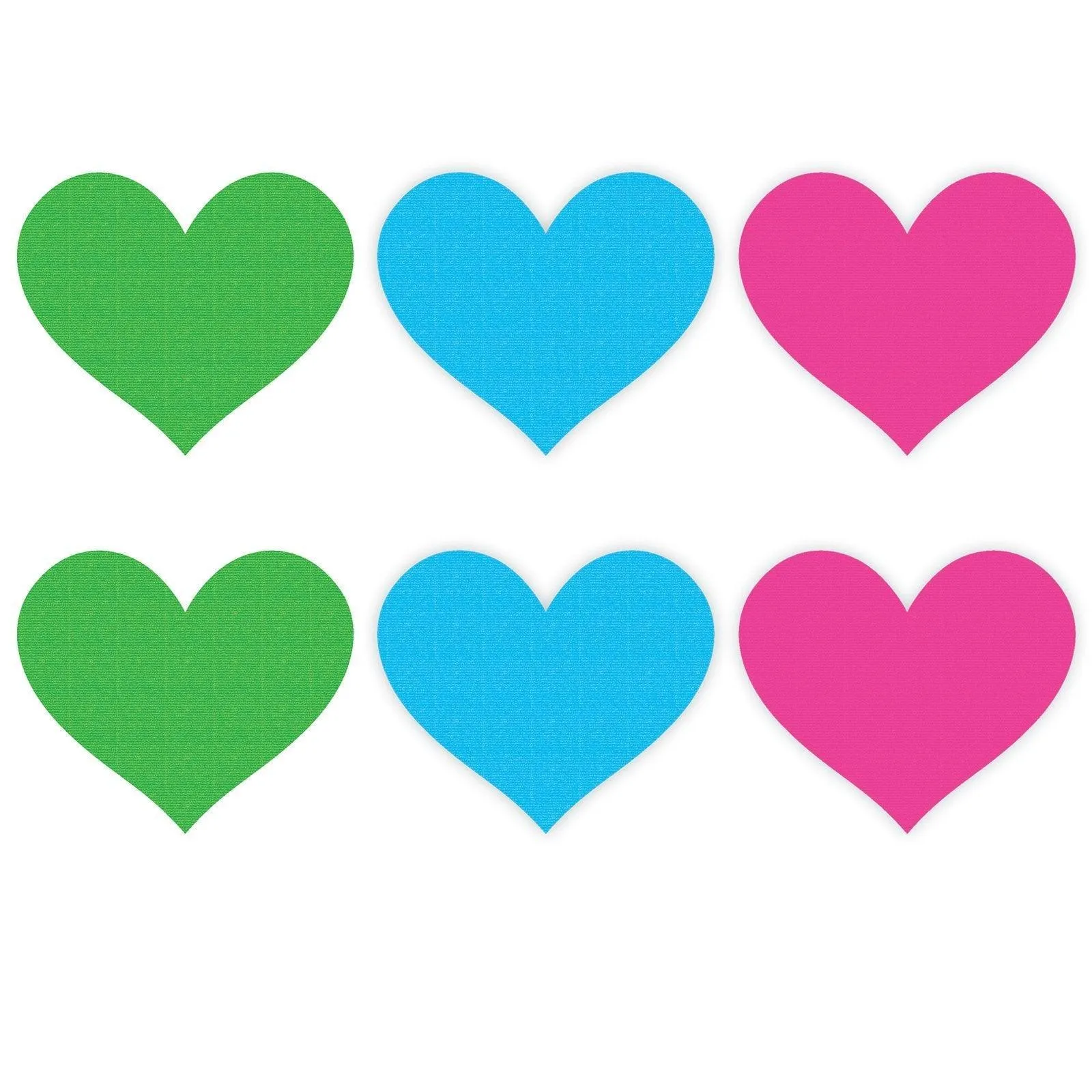 Neon Heart Pasties 3 Pk Green/Blue/Pink