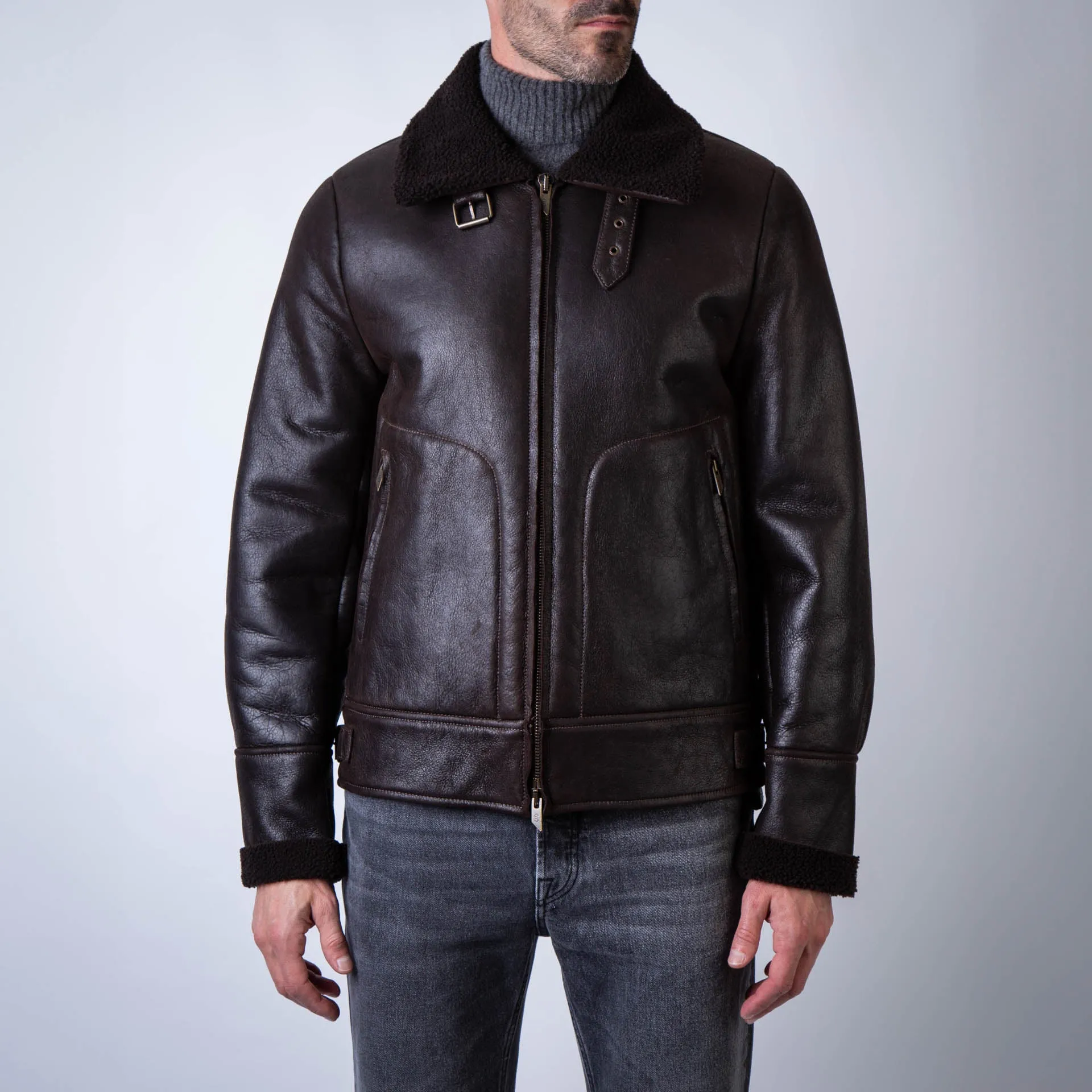 SALVATORE SANTORO LEATHER JACKET 47525-U DARK BROWN