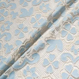 Sky Blue Floral Embroidered Microfibre