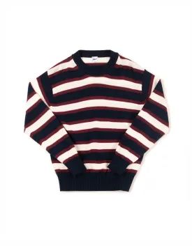 STRIPE CREW NECK SWEATER - NAVY/CREAM