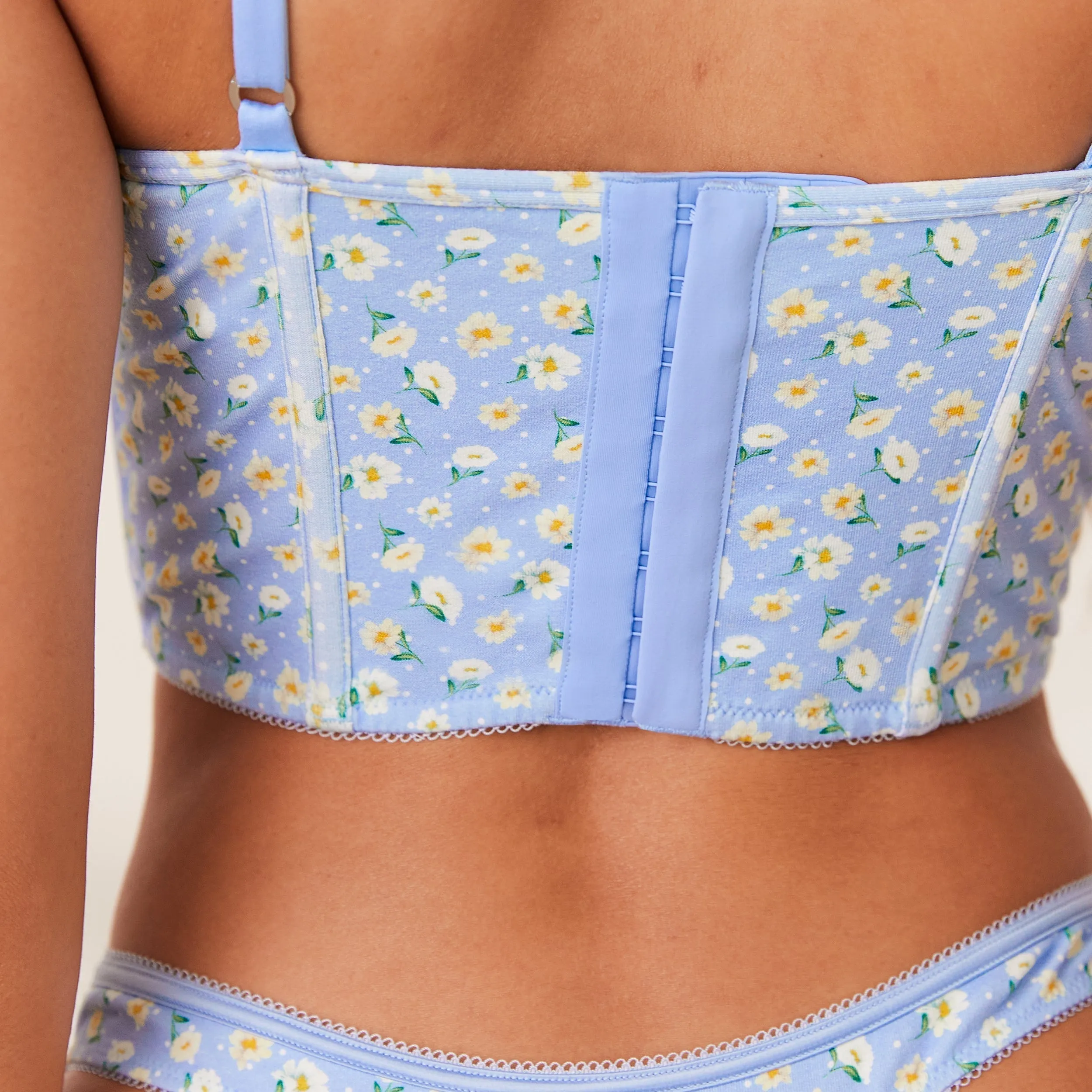 Sweet Longline Bra  - Blue Floral