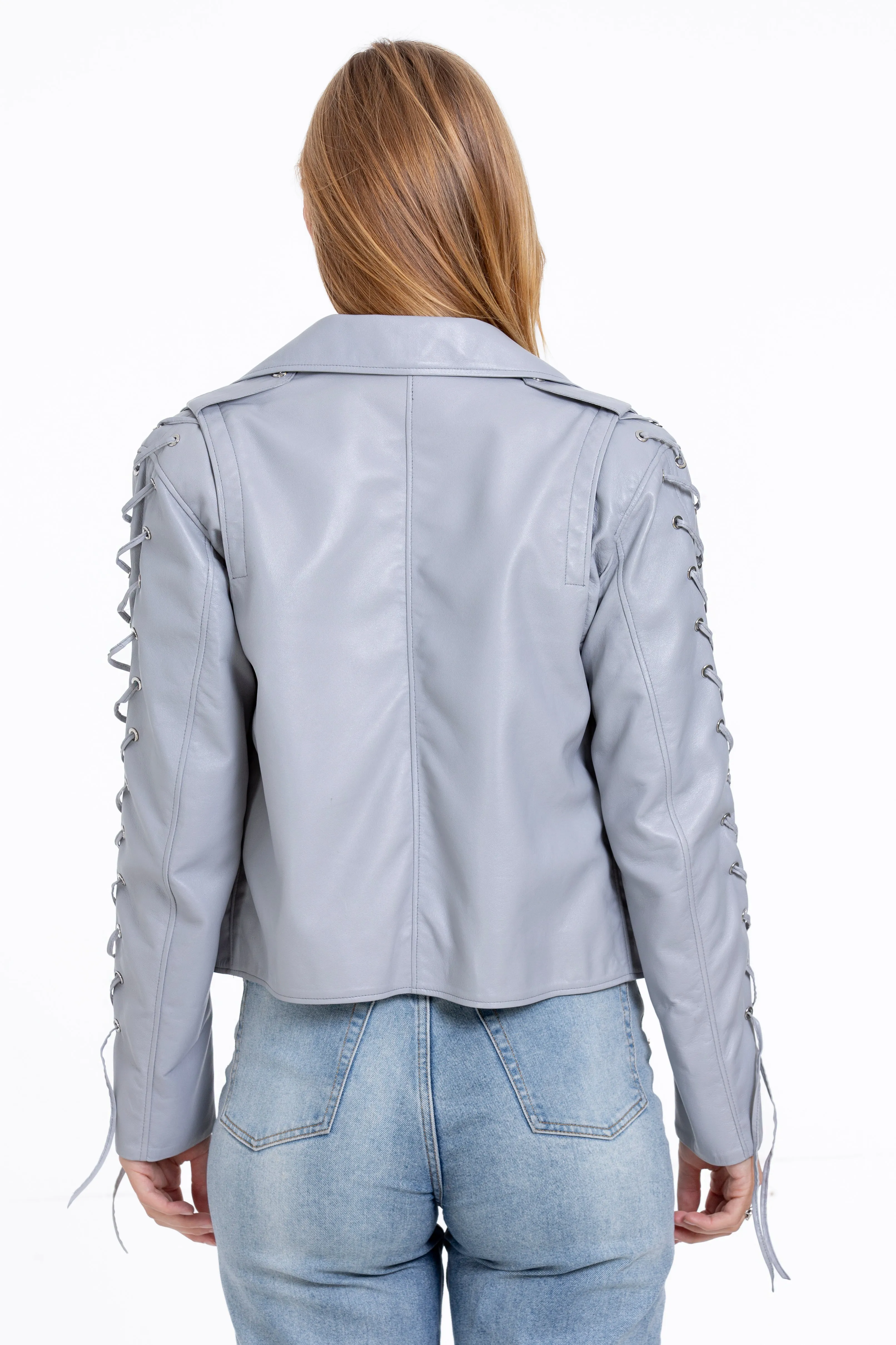 The Isola Leather Gray Women Jacket