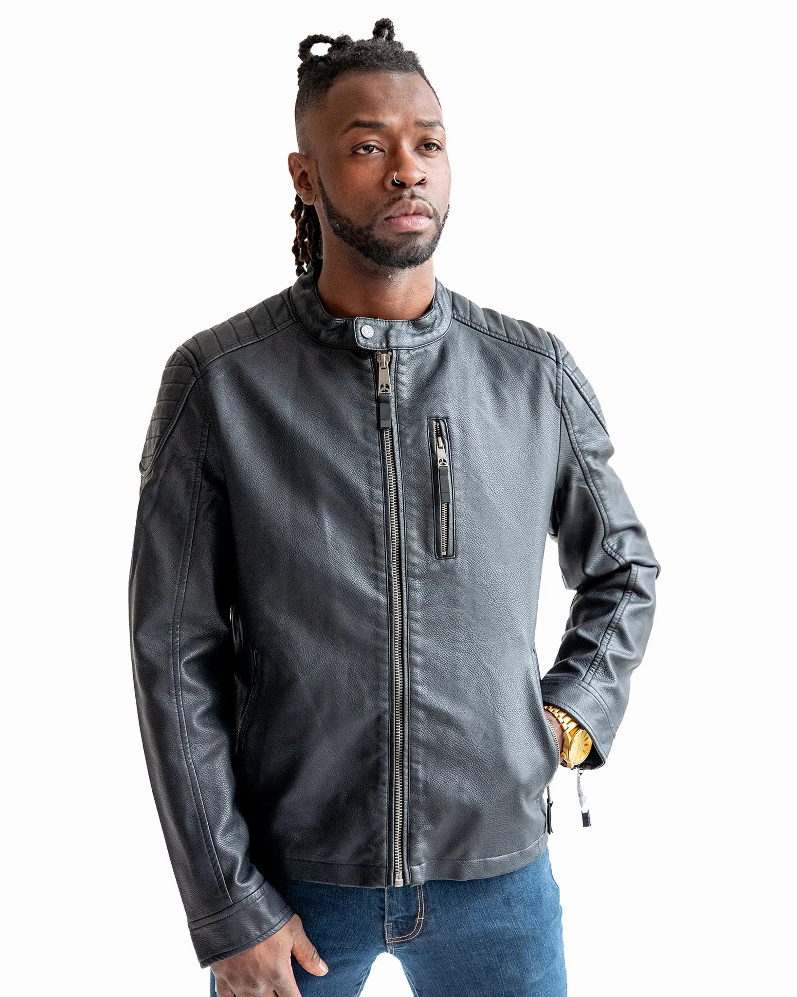 TOP GUN® VEGAN LEATHER  RACER JACKET