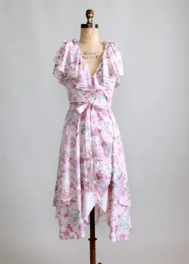 Vintage 1970s Pastel Floral Wrap Dress