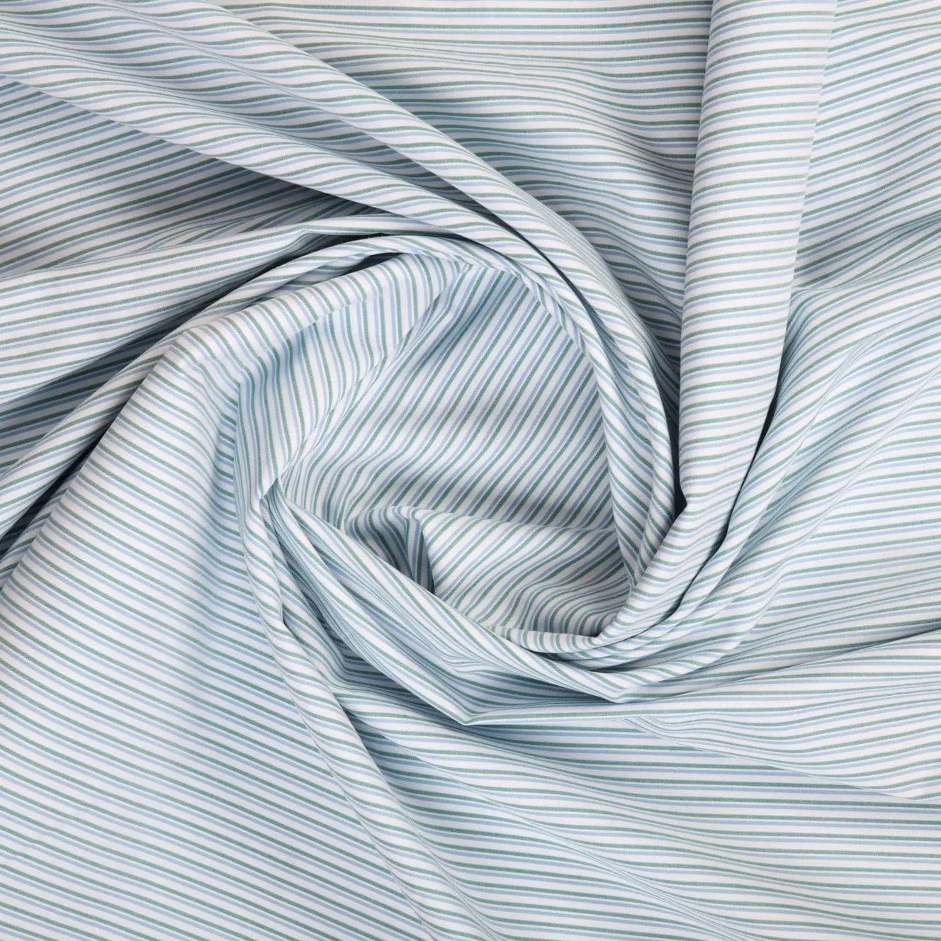 White Blue Stripes Semi Cotton Shirting Fabric